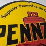 Vintage Pennzoil Sign – Lubrication Gas Service Station Pump Porcelain Sign - Image 5