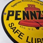 Vintage Pennzoil Sign – Lubrication Gas Service Station Pump Porcelain Sign - Image 6