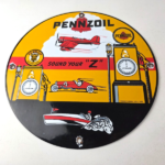 Vintage Pennzoil Sign – Sound Your Z Gas Service Station Pump Porcelain Sign - Image 15