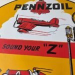 Vintage Pennzoil Sign – Sound Your Z Gas Service Station Pump Porcelain Sign - Image 3