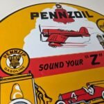 Vintage Pennzoil Sign – Sound Your Z Gas Service Station Pump Porcelain Sign - Image 5