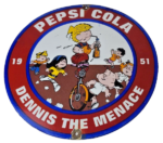 Vintage Pepsi Cola Sign – Beverage Dennis the Menace Porcelain Gas Pump Sign - Image 2