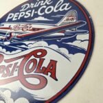 Vintage Pepsi Porcelain Sign – 5 Cent Airplane Ad Drink Soda Cola Sign - Image 13