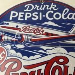 Vintage Pepsi Porcelain Sign – 5 Cent Airplane Ad Drink Soda Cola Sign - Image 3