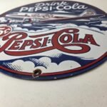 Vintage Pepsi Porcelain Sign – 5 Cent Airplane Ad Drink Soda Cola Sign - Image 10