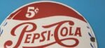 Vintage Pepsi Porcelain Sign – 5 Cent Beverage Drink Cola Gas Service Sign - Image 13
