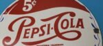 Vintage Pepsi Porcelain Sign – 5 Cent Beverage Drink Cola Gas Service Sign - Image 3