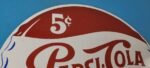 Vintage Pepsi Porcelain Sign – 5 Cent Beverage Drink Cola Gas Service Sign - Image 5