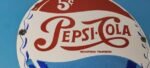 Vintage Pepsi Porcelain Sign – 5 Cent Beverage Drink Cola Gas Service Sign - Image 6