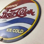 Vintage Pepsi Porcelain Sign – Glass Beverage Drink Cola ICE COLD Gas Pump Sign - Image 13