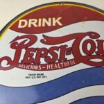 Vintage Pepsi Porcelain Sign – Glass Beverage Drink Cola ICE COLD Gas Pump Sign - Image 3