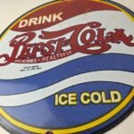 Vintage Pepsi Porcelain Sign – Glass Beverage Drink Cola ICE COLD Gas Pump Sign - Image 4