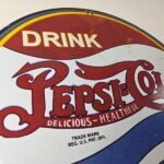 Vintage Pepsi Porcelain Sign – Glass Beverage Drink Cola ICE COLD Gas Pump Sign - Image 5