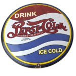 Vintage Pepsi Porcelain Sign – Glass Beverage Drink Cola ICE COLD Gas Pump Sign - Image 2