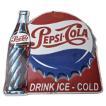 Vintage Pepsi Porcelain Sign – Ice Cold Beverage Drink Cola Gas Service Sign