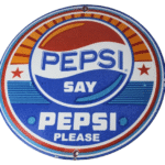Vintage Pepsi Porcelain Sign – Pepsi Please Advertisement Drink Soda Cola Sign