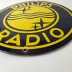 Vintage Philips Radio Sign – Entertainment RCA Porcelain Gas Service Sales Sign - Image 10