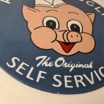 Vintage Piggly Wiggly Sign – Grocery Store Gas Porcelain Self Service Sign - Image 11