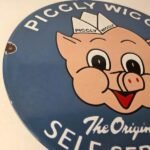 Vintage Piggly Wiggly Sign – Grocery Store Gas Porcelain Self Service Sign - Image 6