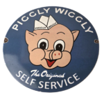 Vintage Piggly Wiggly Sign – Grocery Store Gas Porcelain Self Service Sign
