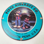 Vintage Piper Aircraft Sign – Lockhaven USA Gas Airplane Porcelain Sign - Image 15