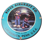 Vintage Piper Aircraft Sign – Lockhaven USA Gas Airplane Porcelain Sign