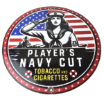 Vintage Player's Navy Cut Tobacco Porcelain Sign – Sailor Pin Up Sign