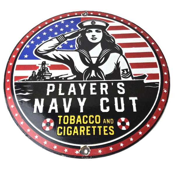 Vintage Player's Navy Cut Tobacco Porcelain Sign – Sailor Pin Up Sign