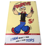 Vintage Popeye Porcelain Sign – Drink 5¢ I Yam What I Yam Sign