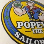 Vintage Popeye Spinach Sign – Advertisement General Store Porcelain Gas Sign - Image 6