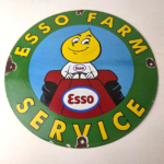 Vintage Porcelain Sign – Esso Tractor Farming Sale Gas Service Station Barn Sign - Image 15