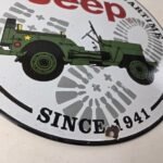 Vintage Porcelain Sign – Jeep Vehicles War Time 4 Wheel Drive Army Gas Pump Sign - Image 11