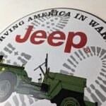 Vintage Porcelain Sign – Jeep Vehicles War Time 4 Wheel Drive Army Gas Pump Sign - Image 12