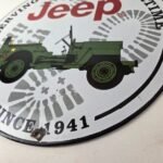Vintage Porcelain Sign – Jeep Vehicles War Time 4 Wheel Drive Army Gas Pump Sign - Image 14