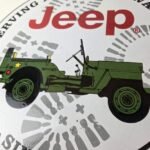 Vintage Porcelain Sign – Jeep Vehicles War Time 4 Wheel Drive Army Gas Pump Sign - Image 4