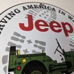 Vintage Porcelain Sign – Jeep Vehicles War Time 4 Wheel Drive Army Gas Pump Sign - Image 5