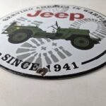 Vintage Porcelain Sign – Jeep Vehicles War Time 4 Wheel Drive Army Gas Pump Sign - Image 10