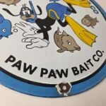 Vintage Porcelain Sign – Paw Paw Bait Goofy Fishing Lures Gas Service Pump Sign - Image 11