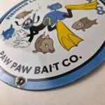 Vintage Porcelain Sign – Paw Paw Bait Goofy Fishing Lures Gas Service Pump Sign - Image 14