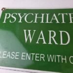 Vintage Psychiatric Ward Sign – Warning Caution Porcelain Gas Pump Sign - Image 3