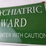 Vintage Psychiatric Ward Sign – Warning Caution Porcelain Gas Pump Sign - Image 4