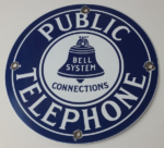 Vintage Public Telephones Sign – Bell System Gas Pump Porcelain Phone Booth Sign - Image 12