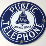 Vintage Public Telephones Sign – Bell System Gas Pump Porcelain Phone Booth Sign