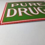 Vintage Pure Drugs Sign – Porcelain General Store Country Gas Oil Pump Sign - Image 12
