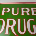 Vintage Pure Drugs Sign – Porcelain General Store Country Gas Oil Pump Sign - Image 3