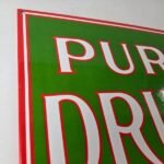 Vintage Pure Drugs Sign – Porcelain General Store Country Gas Oil Pump Sign - Image 5