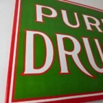Vintage Pure Drugs Sign – Porcelain General Store Country Gas Oil Pump Sign - Image 6