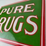 Vintage Pure Drugs Sign – Porcelain General Store Country Gas Oil Pump Sign - Image 9