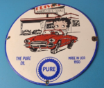 Vintage Pure Motor Oil Porcelain Sign – Betty Boop Gas Pump Plate Sign