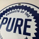 Vintage Pure Oil Co Sign – Texas Gas Service Station Pump Plate Porcelain Sign - Image 12